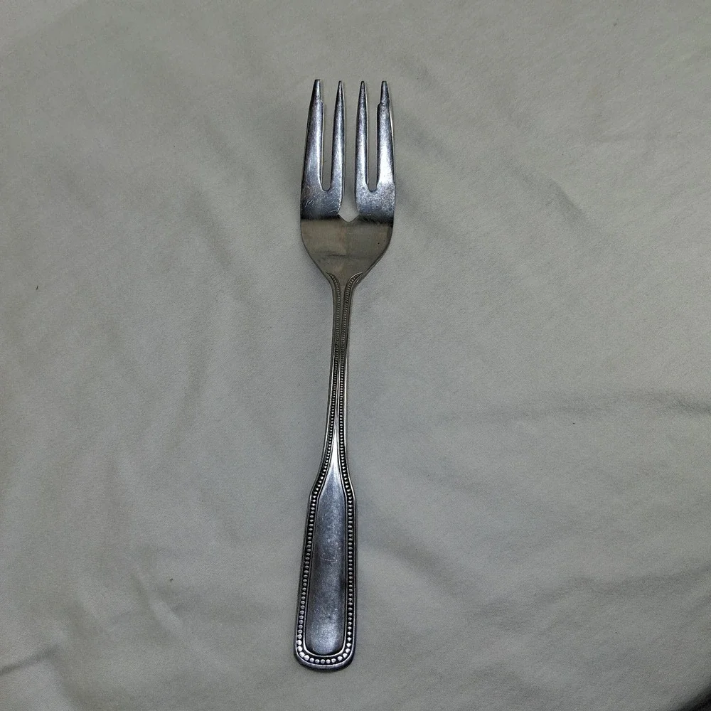 4 PCS Stainless By Salem Japan Beaded‎  Serving Fork, Spoon, Ladle, Cake Server